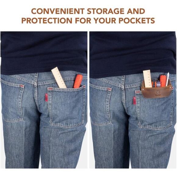 Genuine Leather Pocket Protector for Men, Durable Pocket Tool Pouch,Jeans Shirts - Picture 13 of 16